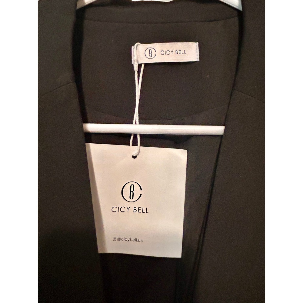 Cicy Bell Womens Casual Blazer Notch Lapel Single Button Jacket Black Large - Picture 3 of 7